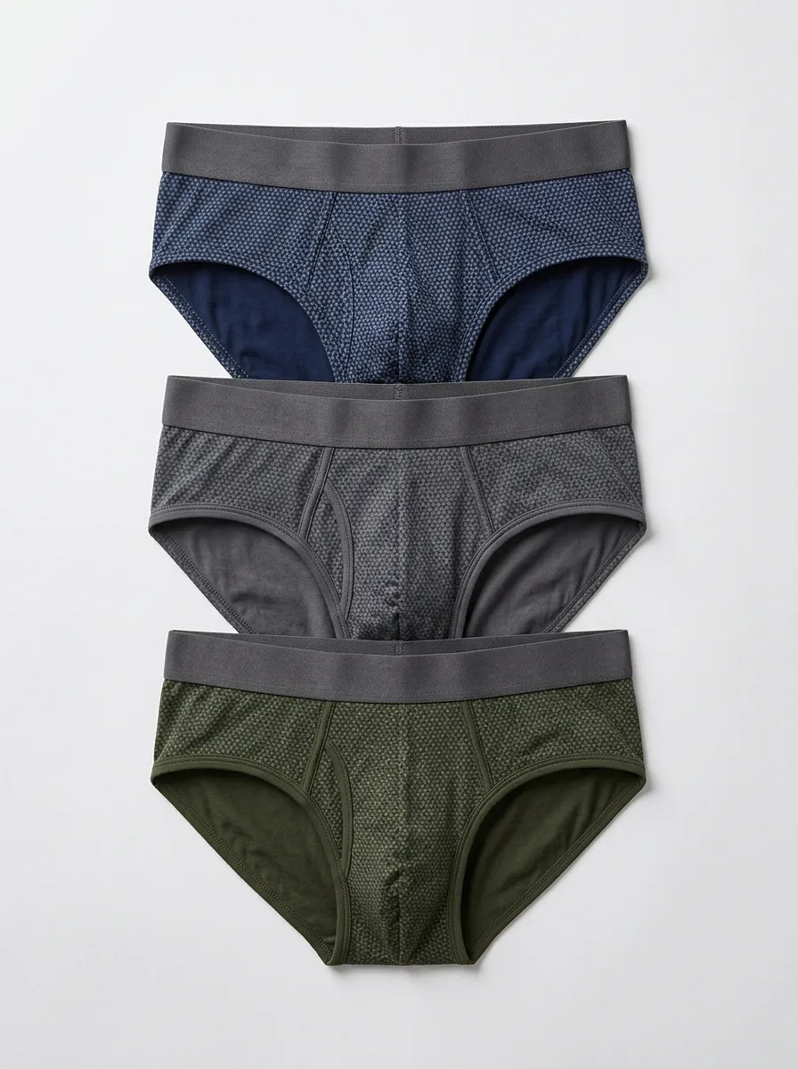 Men's Geometric Pattern Printed Briefs Underwear Set