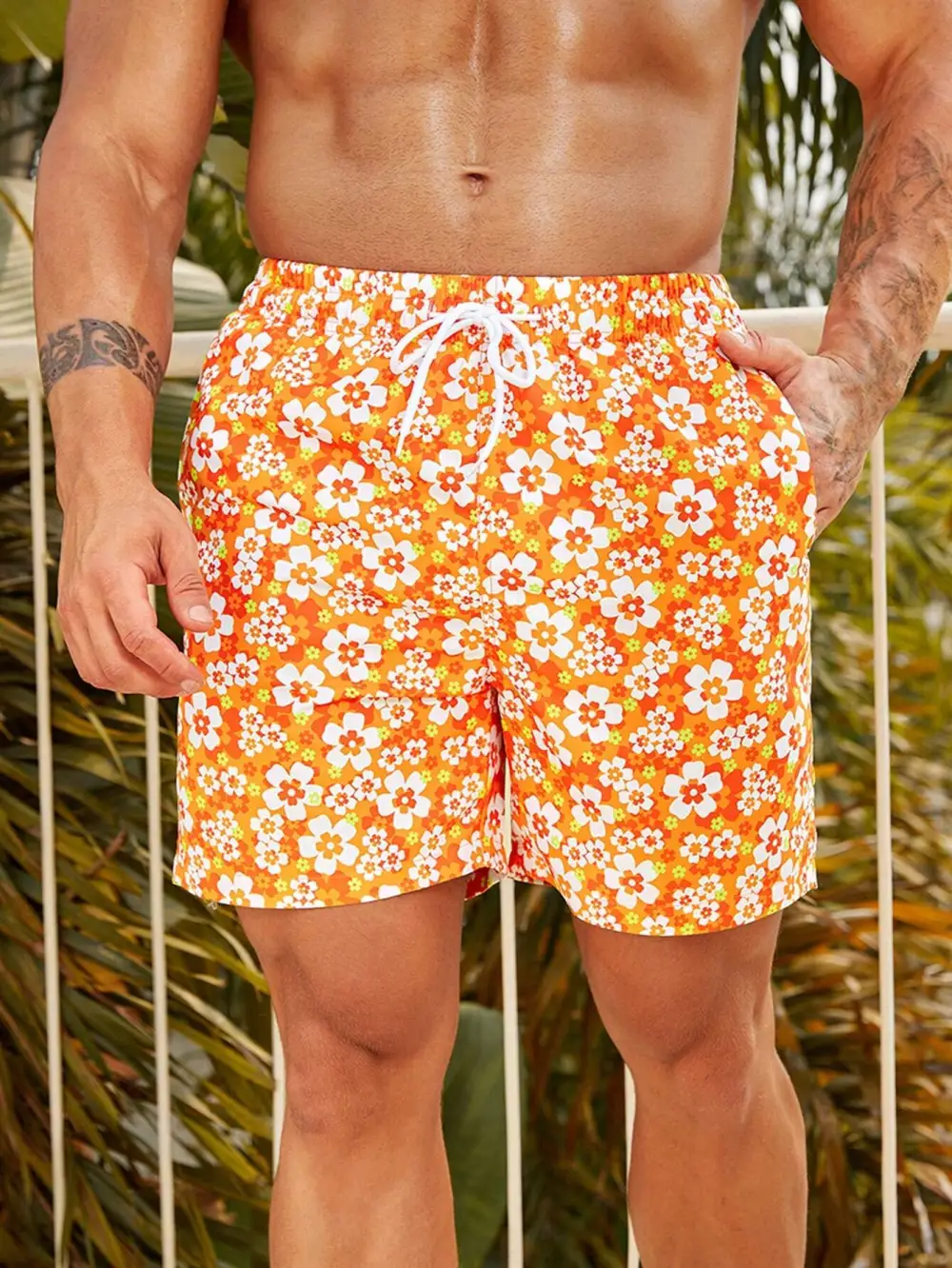 Men's Vibrant Floral Swim Trunks
