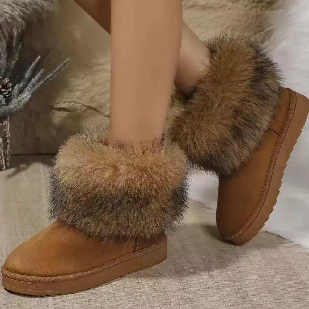 Fuzzy Trim Ankle Boots