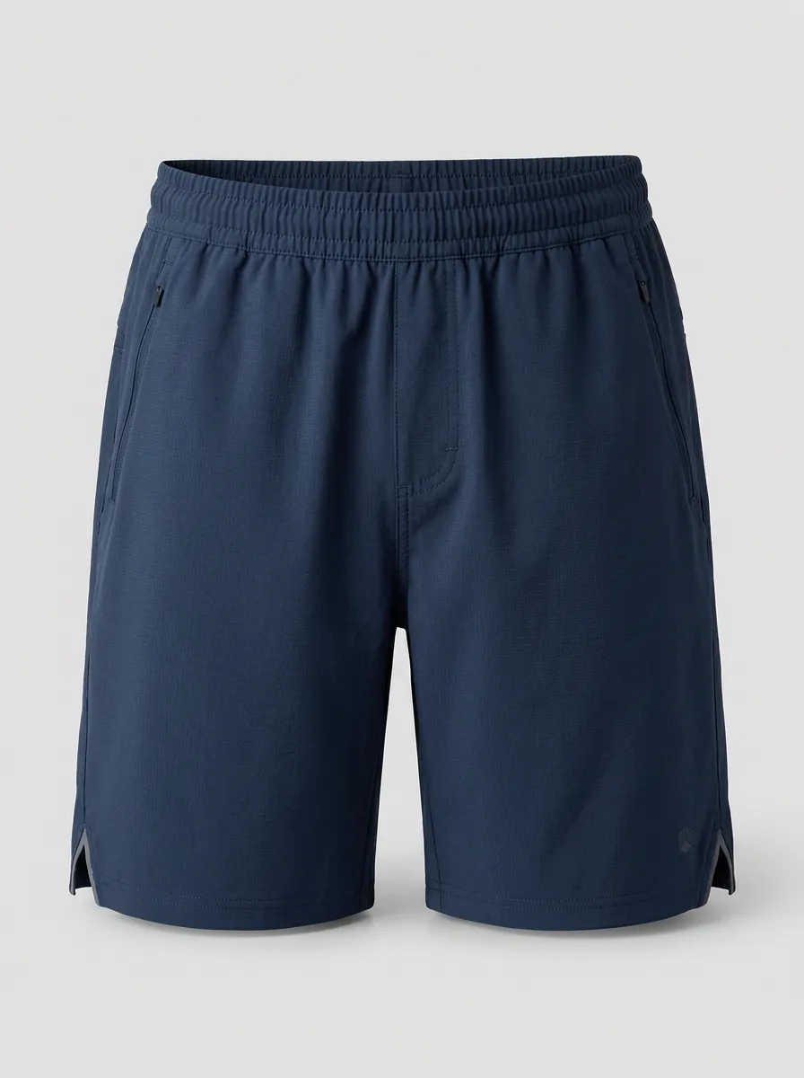 Men's Navy Elastic Waist Performance Shorts