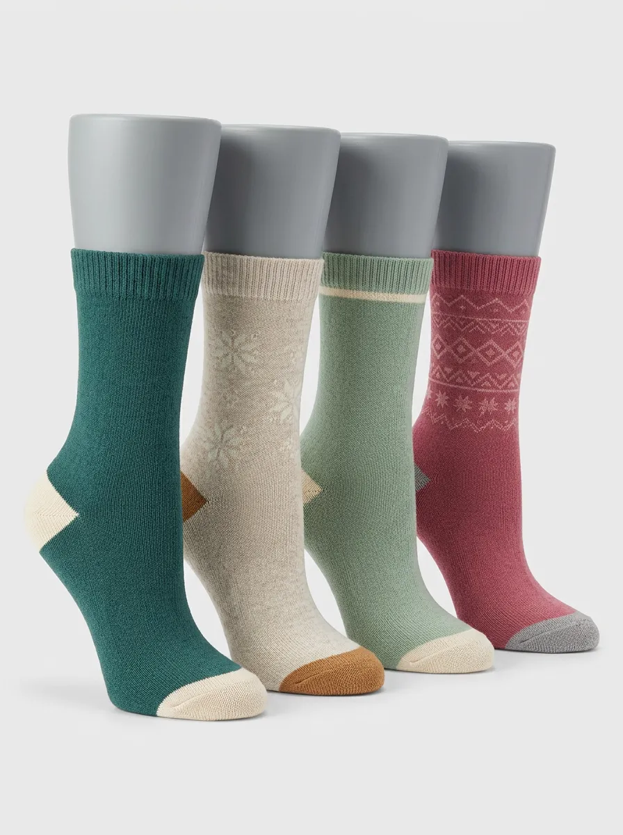 Modern Patterned Four-Pair Casual Socks