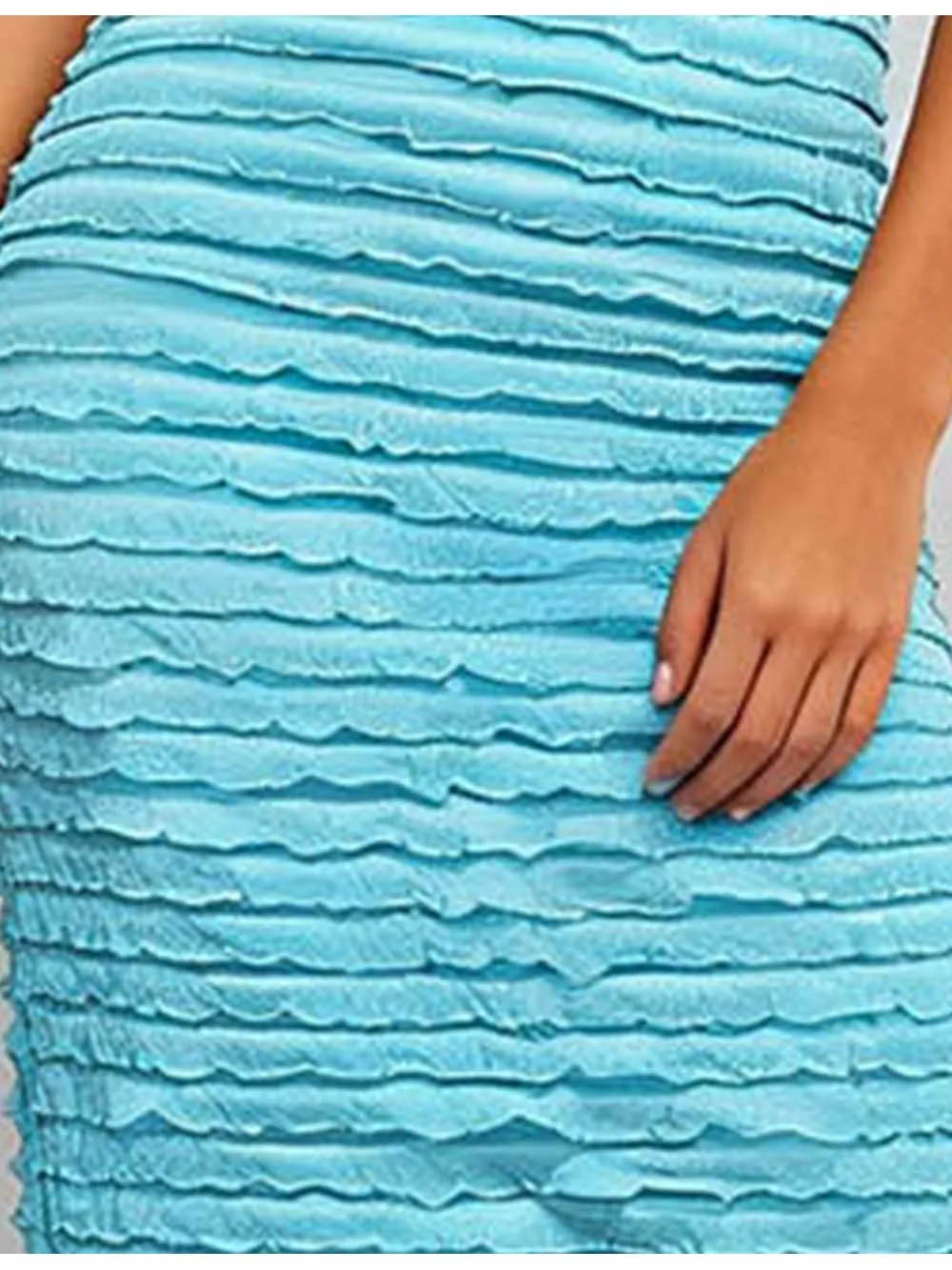 Halter Deep V Cutout Side Split Ruffle Maxi Dress