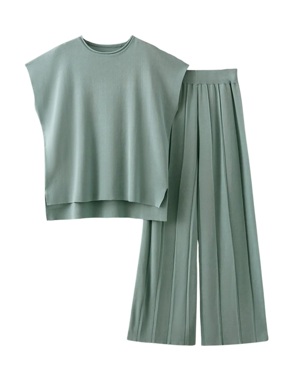 Women'S Sweater Set 2 Piece Lounge Set Knit Pullover Tops Vest High Waisted Pants