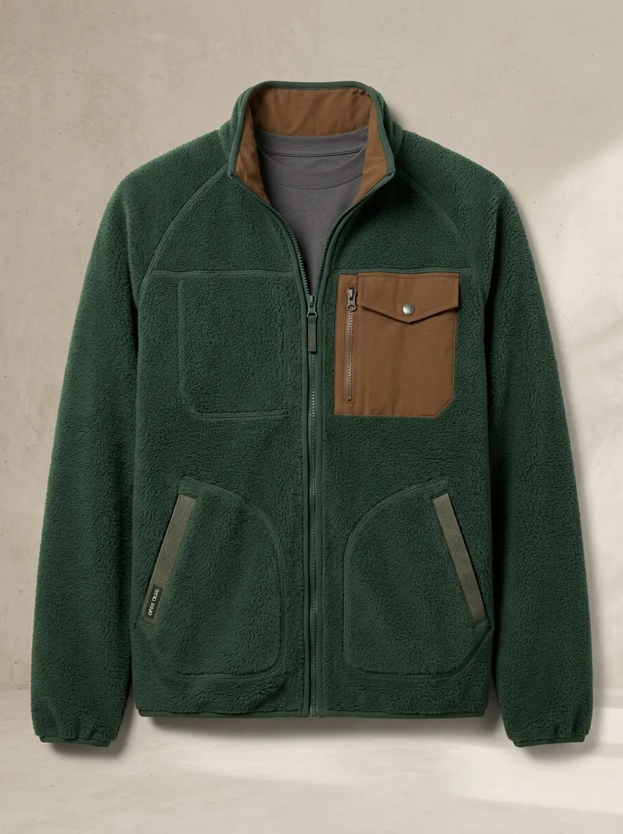 Hiking Contrast Pocket Sherpa Fleece Jacket
