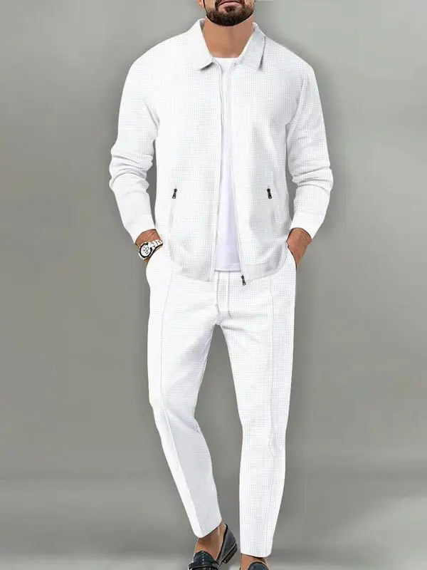 Men's Plain Zip Up Jacket & Drawstring Waist Pants Tracksuit Set, Men's Sportswear for Gym Workout Running, Casual Gym Wear, Tracksuit Outfit, Athletic Tracksuit, Casual Activewear, Gym Clothes Set, Athleisure Wear Set