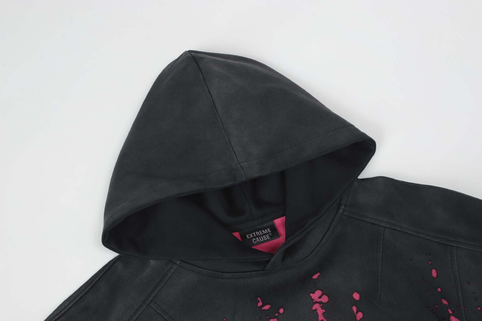 Distressed Heart Pattern Hoodie