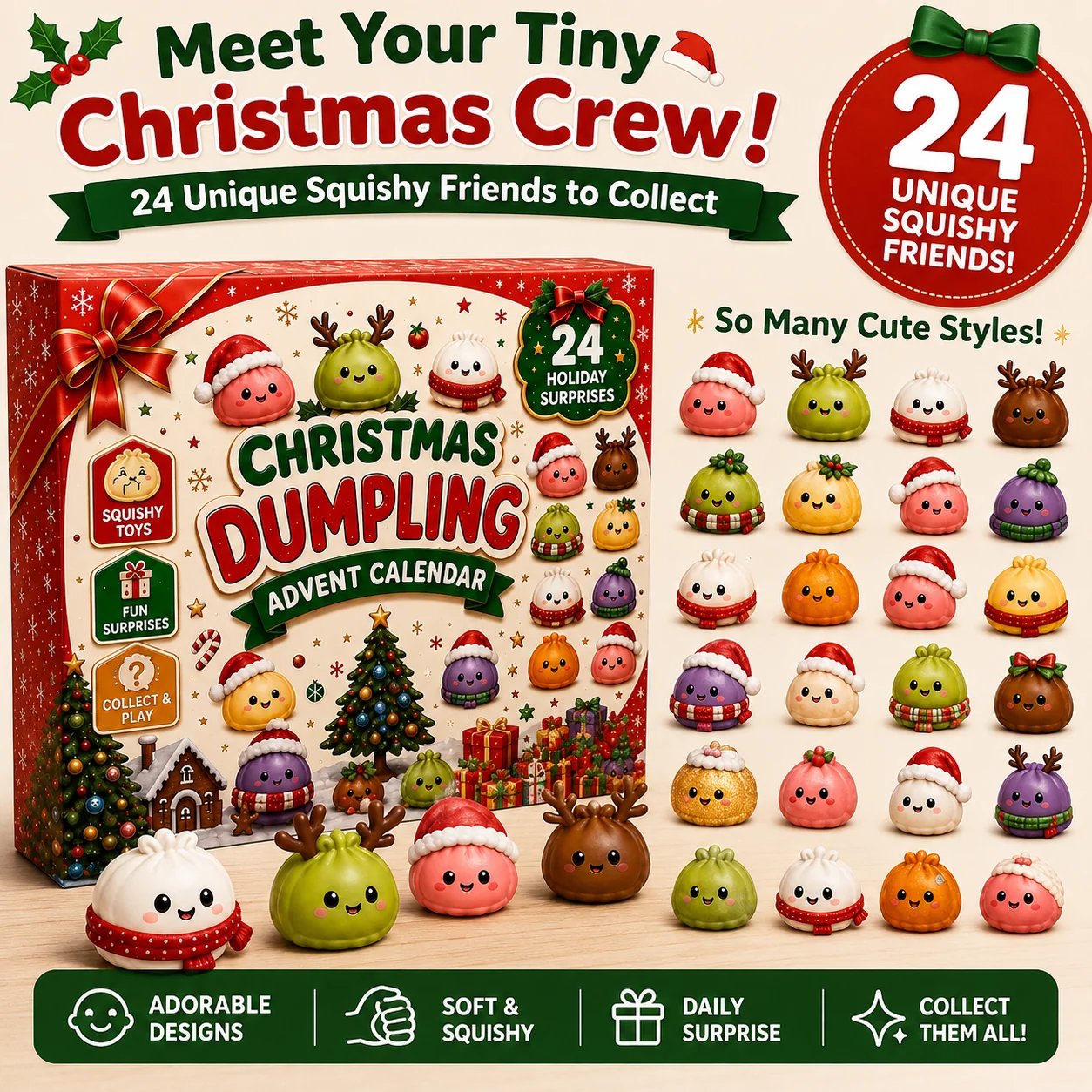 Festive mini squishy character collection