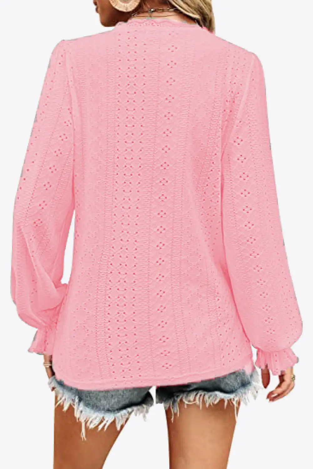 Everyday Soft Eyelet V-Neck Blouse