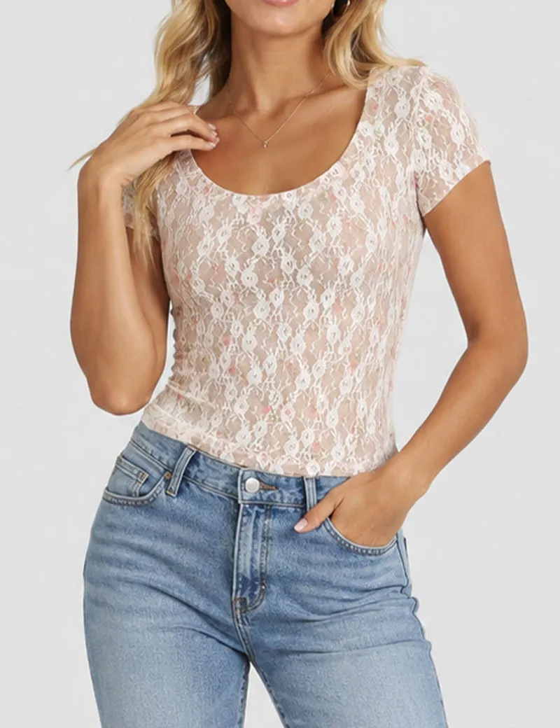 Romantic Lace Scoop Neck Top