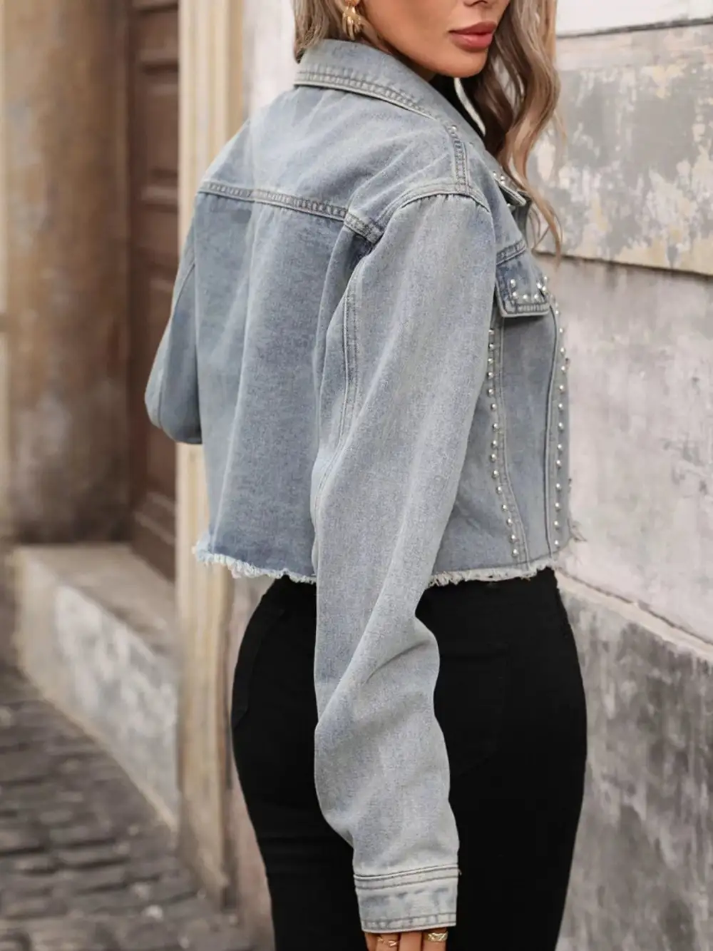 Studded Raw Hem Jacket