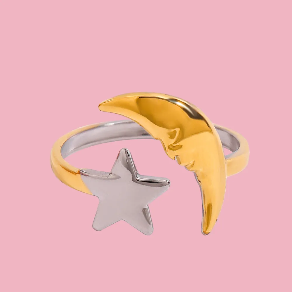 Mixed Finish Moon Face Ring
