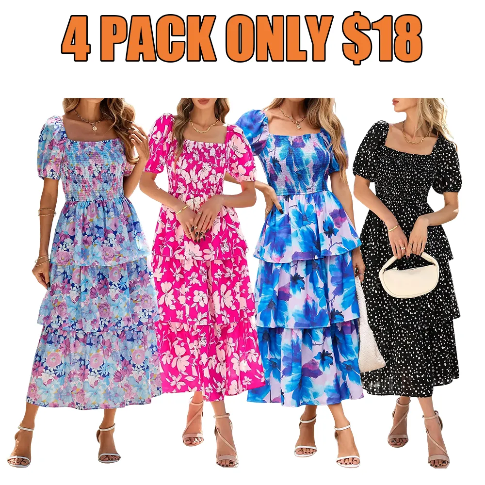 Women's Square Neck Smocked Dress