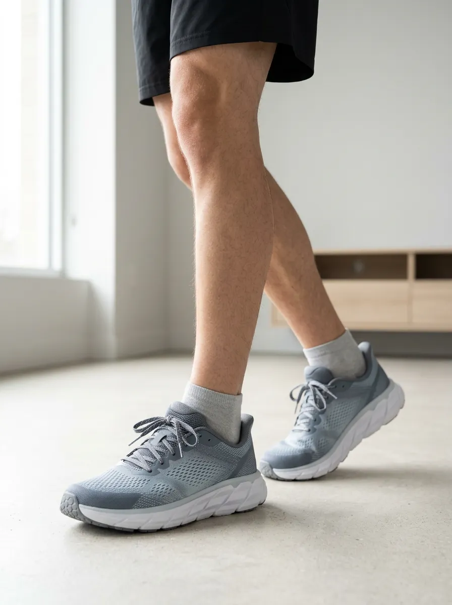 Men's Athletic Running Grey Mesh Printed Shoes