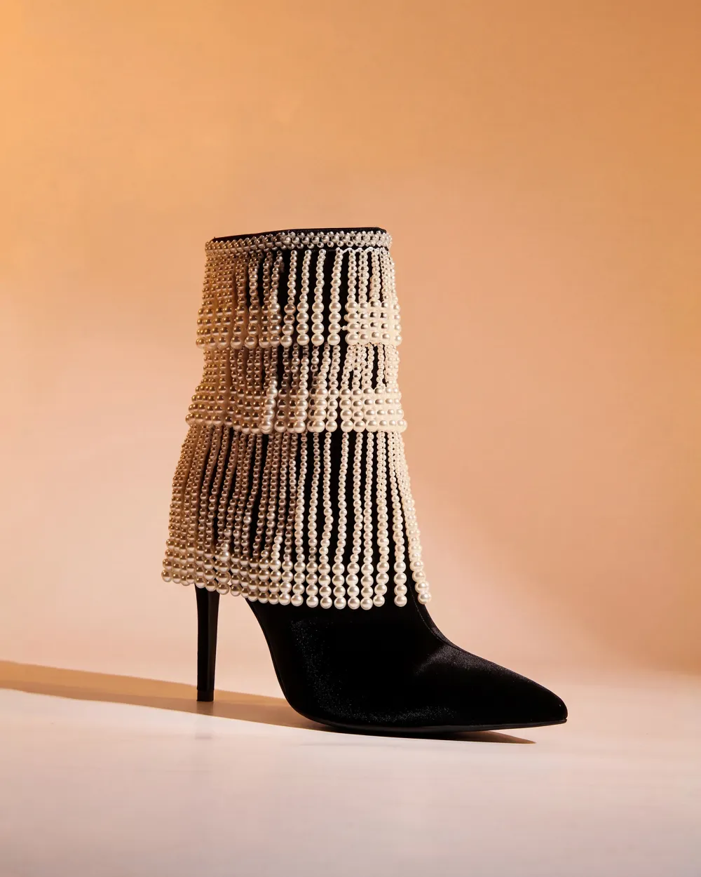 Pearl Fringe Ankle Boots