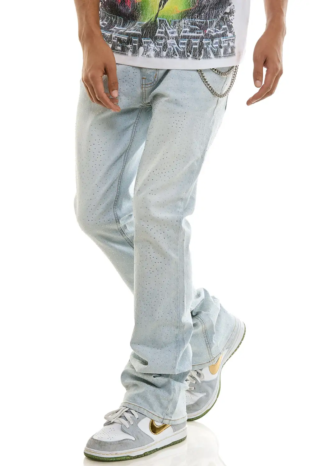 Men's Embellished Flare Skinny Jeans