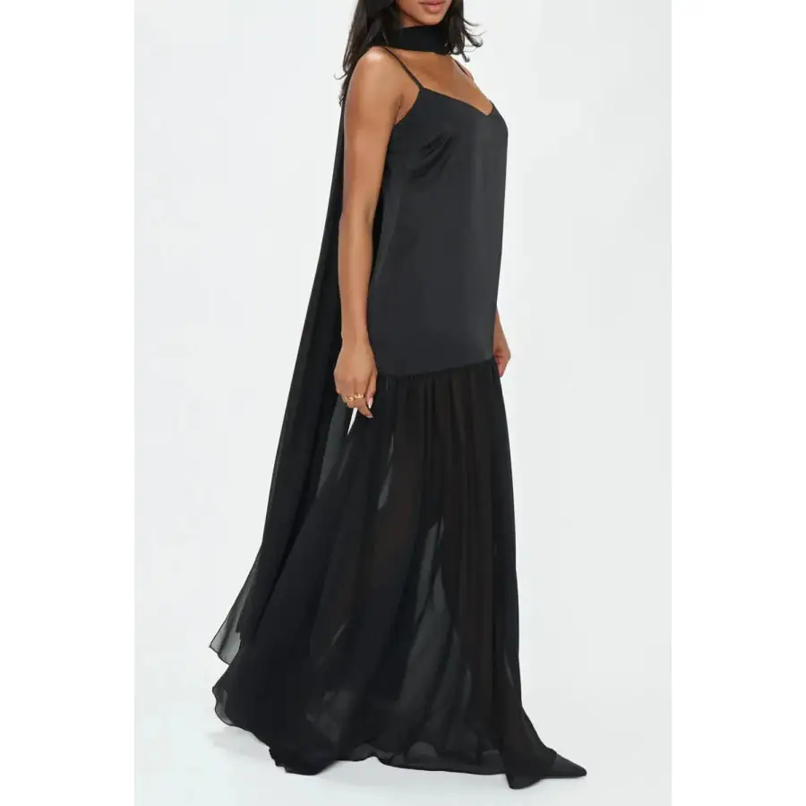 Adjustable Strap Maxi Cami Dress with Scarf