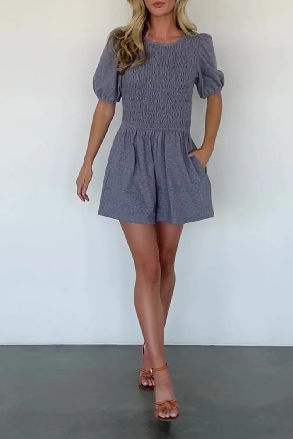 Classic Solid Color Pleated Lace-Up Jumpsuit