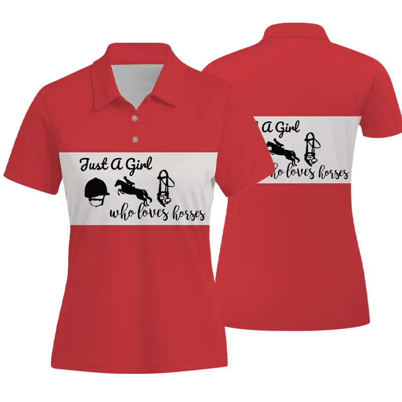 Women's Riding Style Horse Print Casual Short Sleeve POLO Shirt