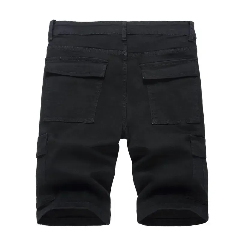 Men’s Ripped Denim Shorts – Stretch – Distressed Street Style