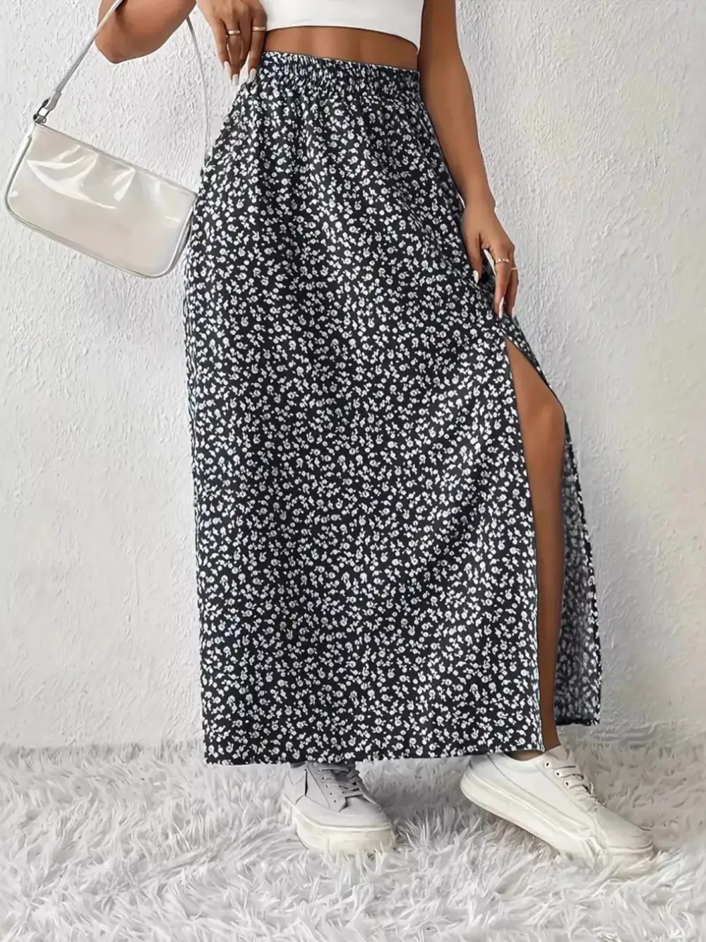 Wearable Printed Slit Detail Skirt
