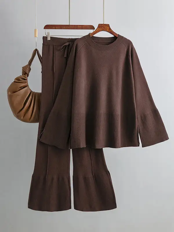 Long Sleeve Relaxed Round Neck Sweater And Pants Set