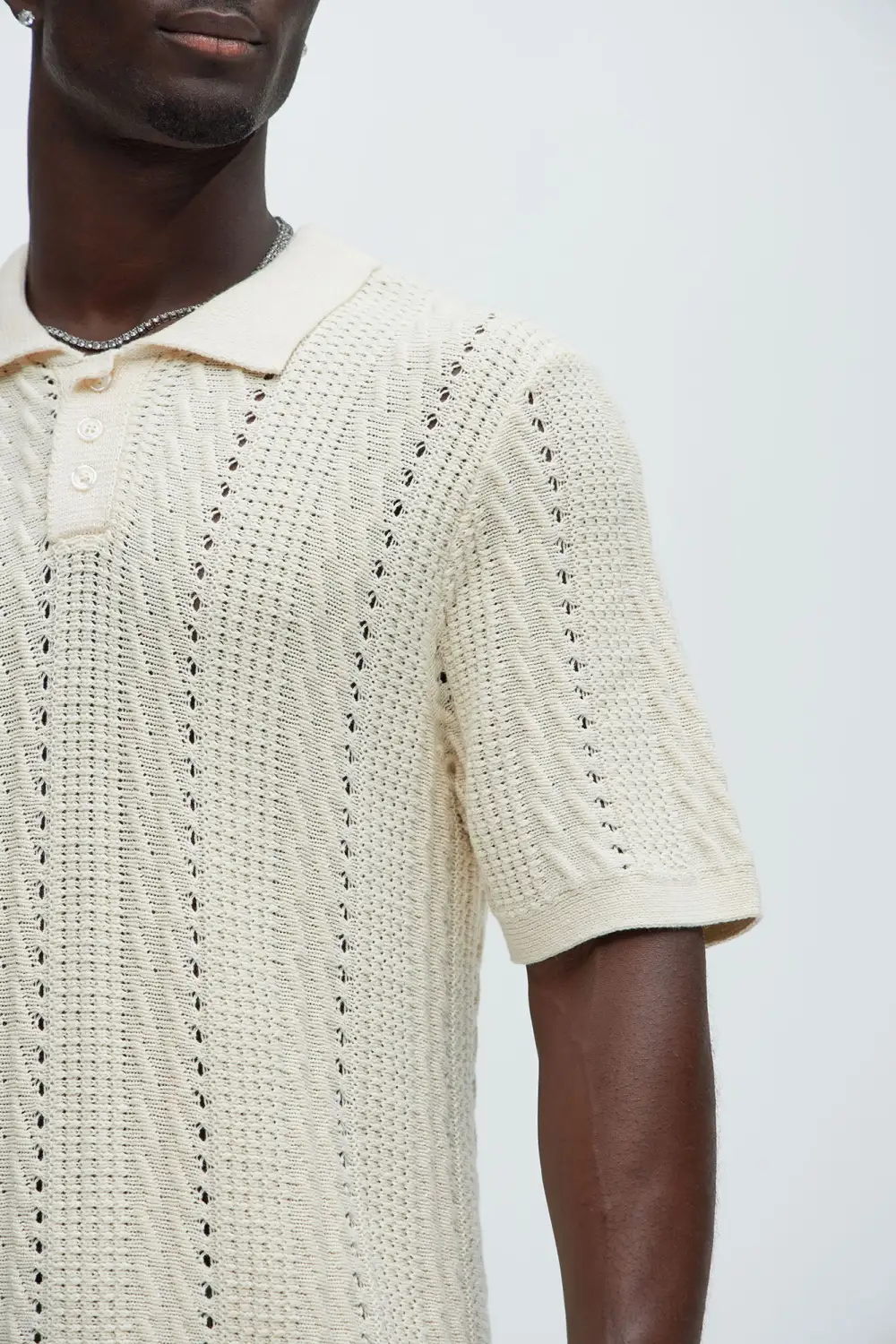 Boho Fold Down Collar Knitted Polo