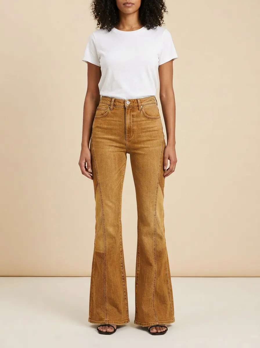 Women's High-Waisted Paneled Flare Jeans