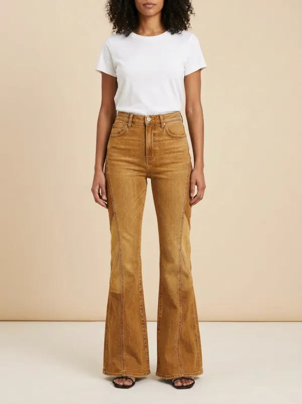 Women's High-Waisted Paneled Flare Jeans