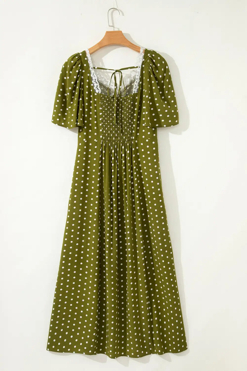 Polka Dot Printed Smocked Maxi Dress
