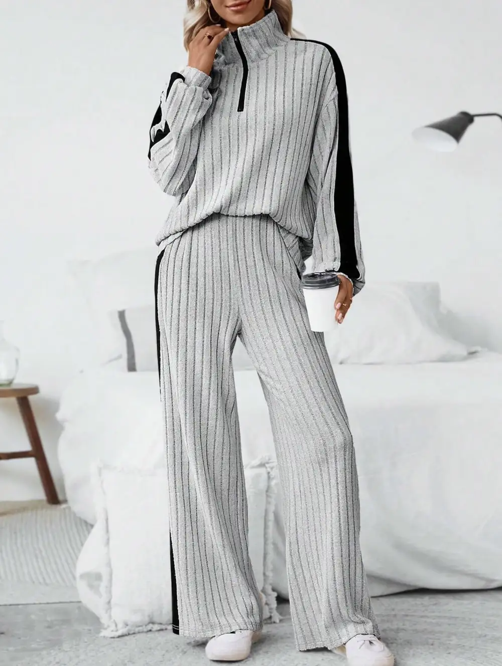 Oversized Sweatshirt and Wide-Leg Pants Suit