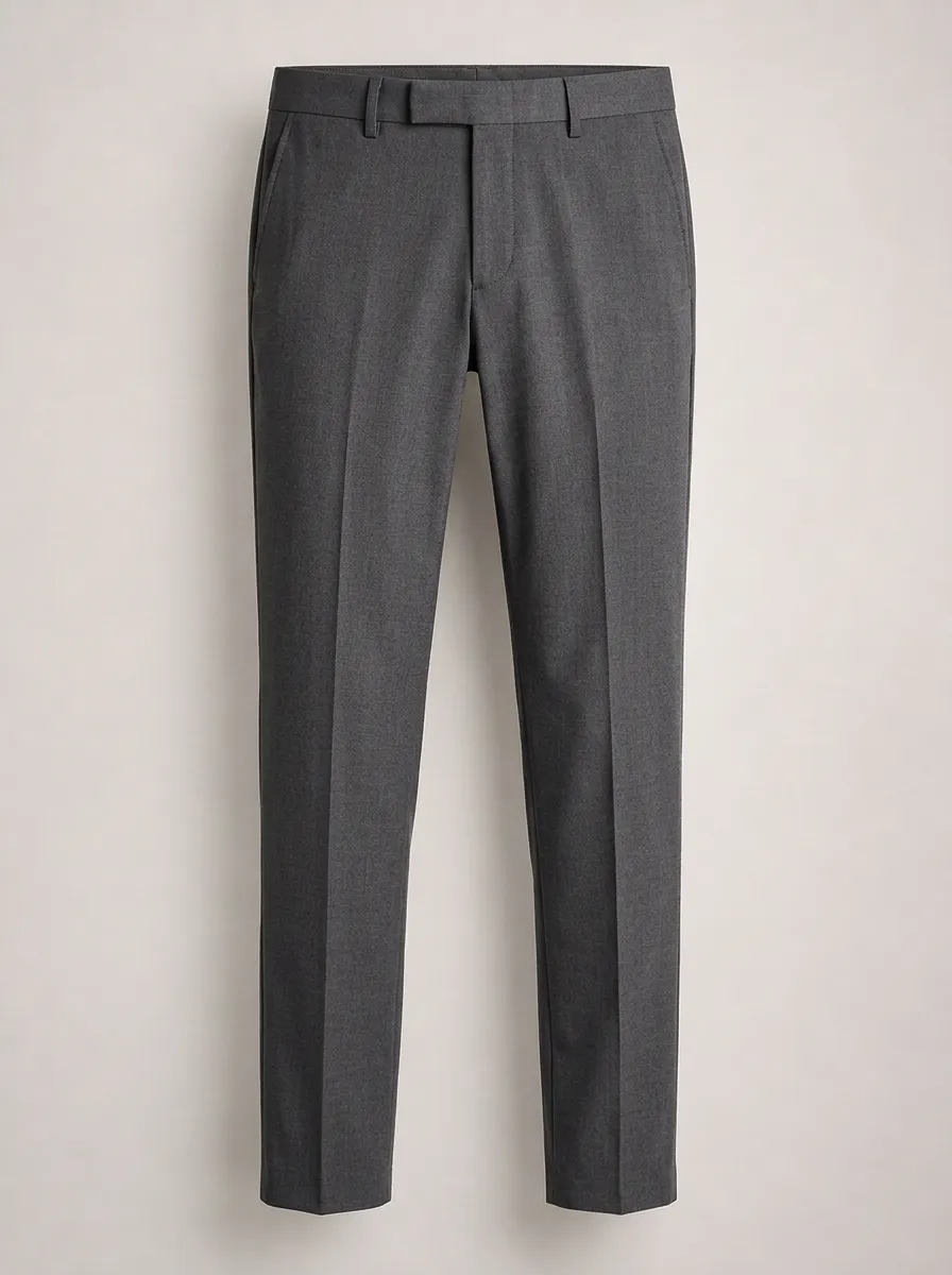 Men's Business Casual Grey Slim Fit Dress Trousers