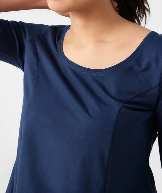 Deep Blue Pima Cotton Flared Top