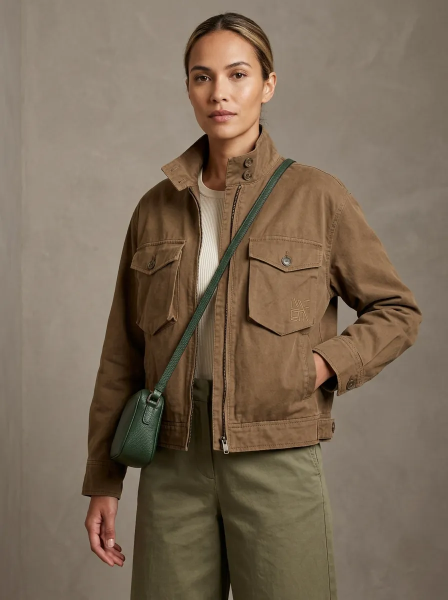 Women's A2 Military Style Logo Embroidered Cotton Jacket