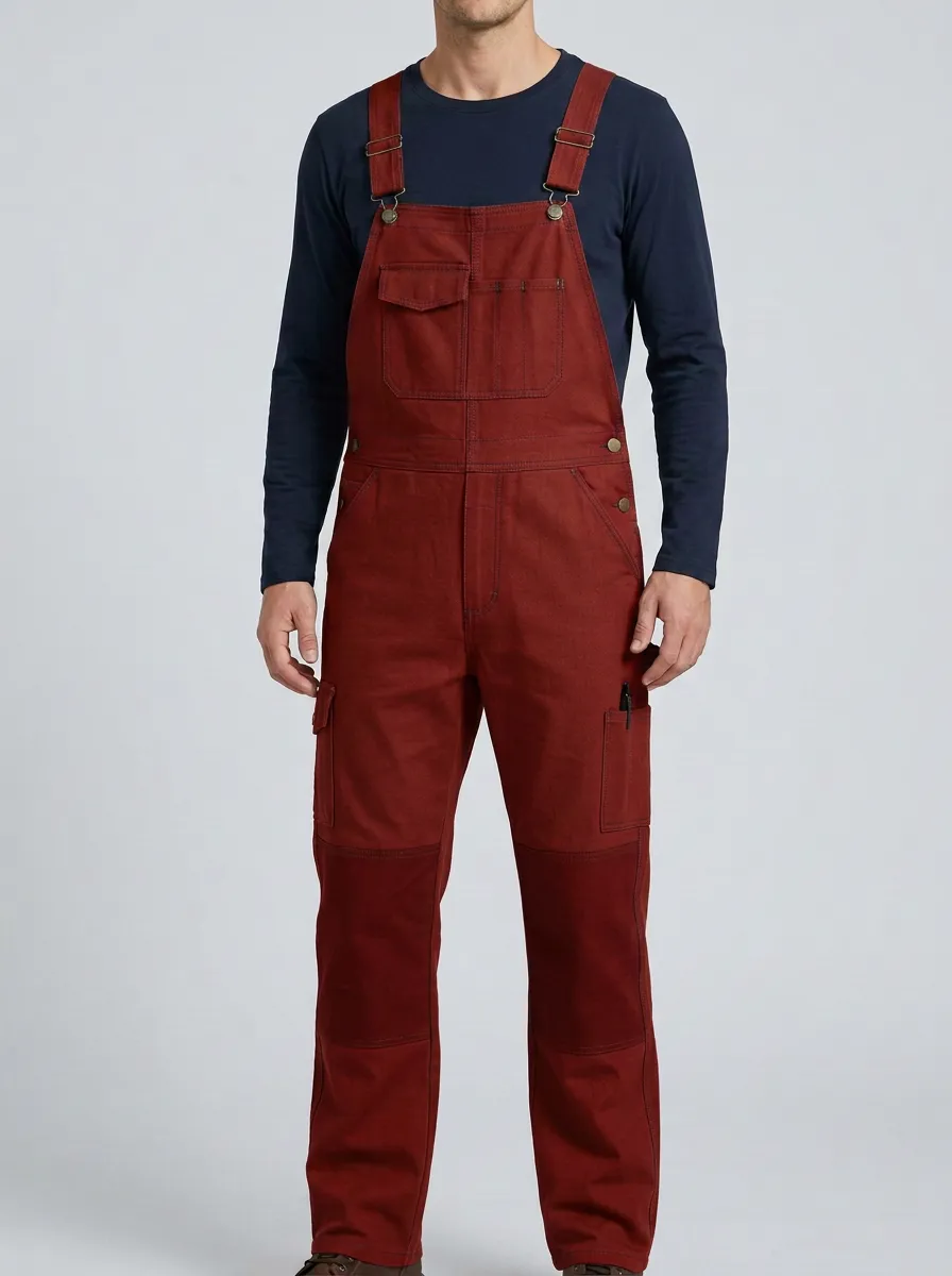 Men's Athletic Inspired Multi-Pocket Cargo Bib Work Overalls