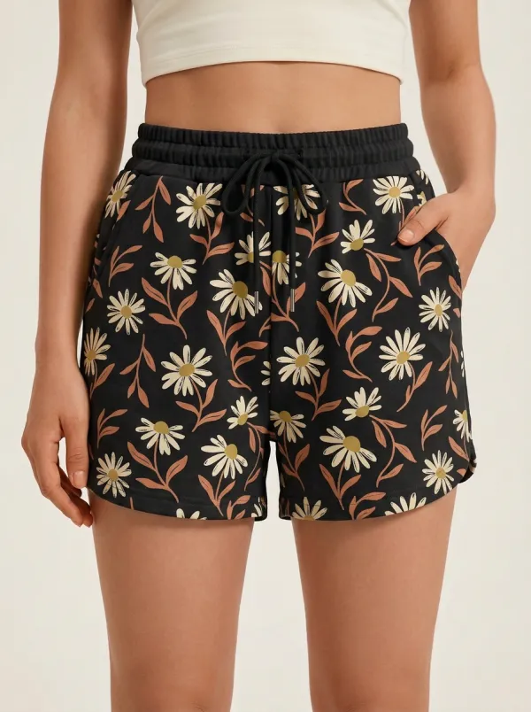Women's Daisy Leaf Drawstring Lounge Shorts
