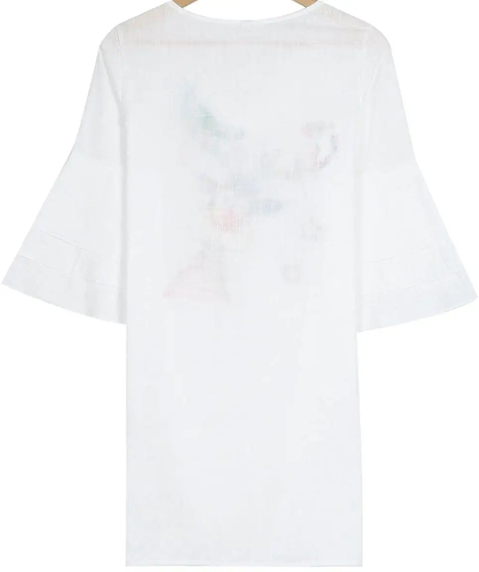 Attractive Cartoon Print 3/4 Sleeve Mini Dress