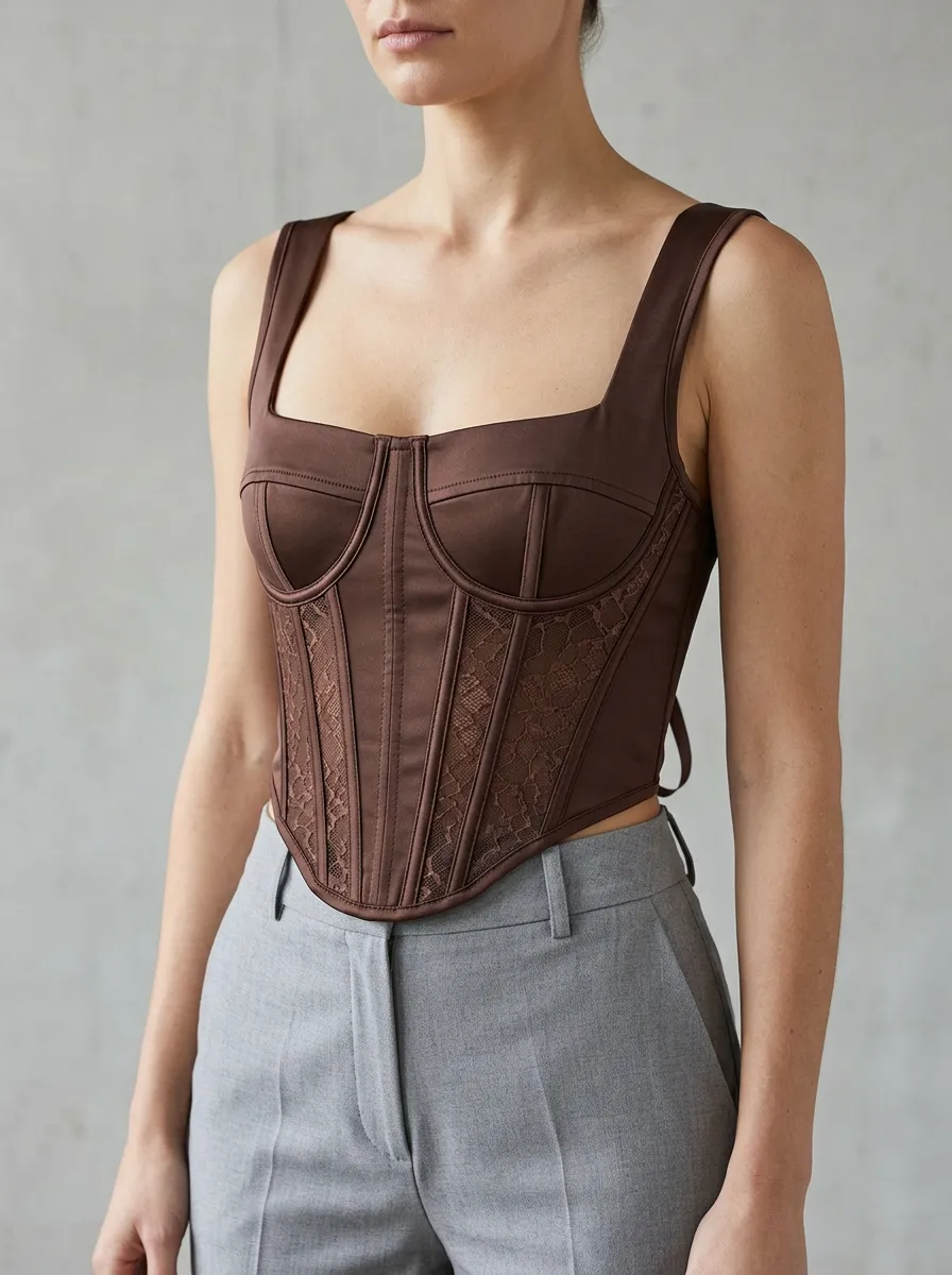Classic Lace Structured Daily Wear Women's Corset Top