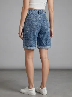 Women's Vintage Acid Wash Rolled Hem Denim Shorts