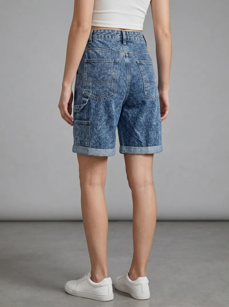 Women's Vintage Acid Wash Rolled Hem Denim Shorts