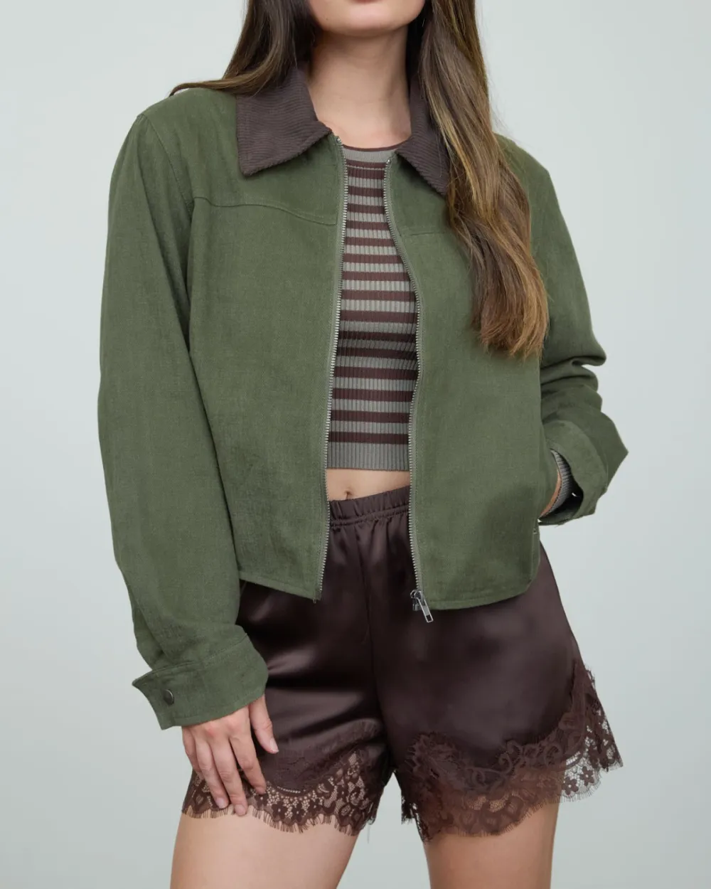 Contrast Corduroy Jacket