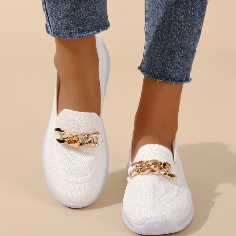 Mesh Chain Detail Breathable Lightweight Sneakers