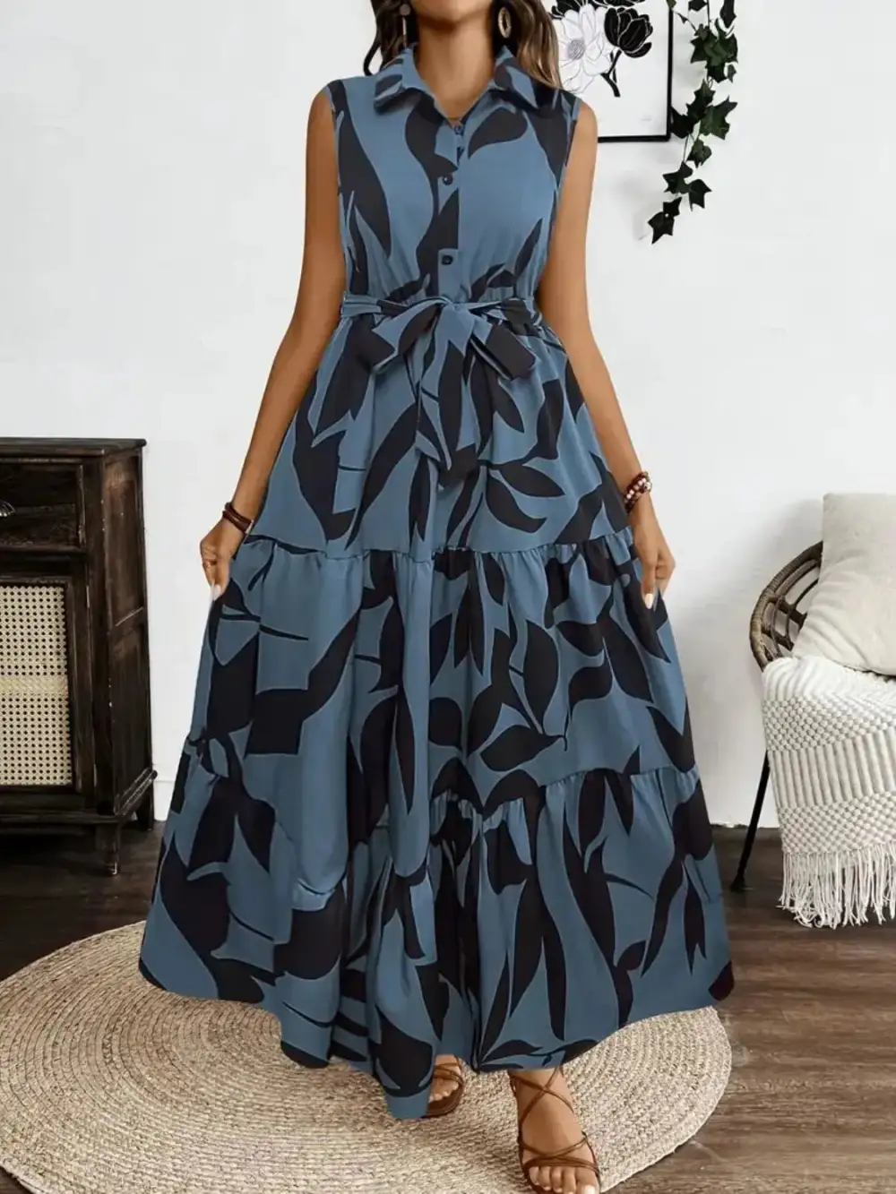 Sleeveless Printed Maxi Dress