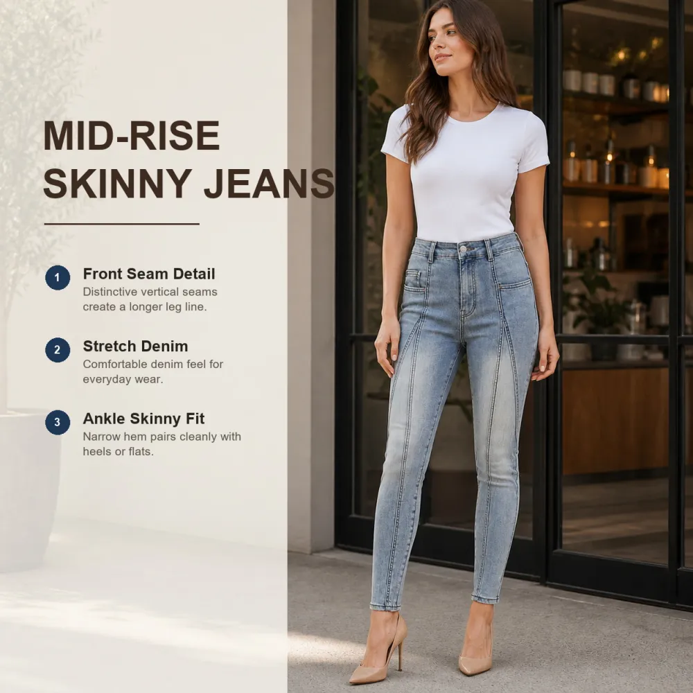 Women's Mid-Rise Stretch Skinny Jeans