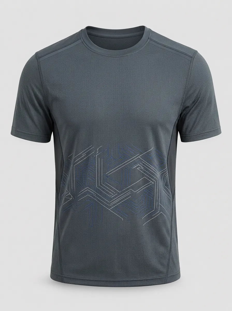 Men's Athletic Tech Geometric Pattern Printed Breathable T-shirt