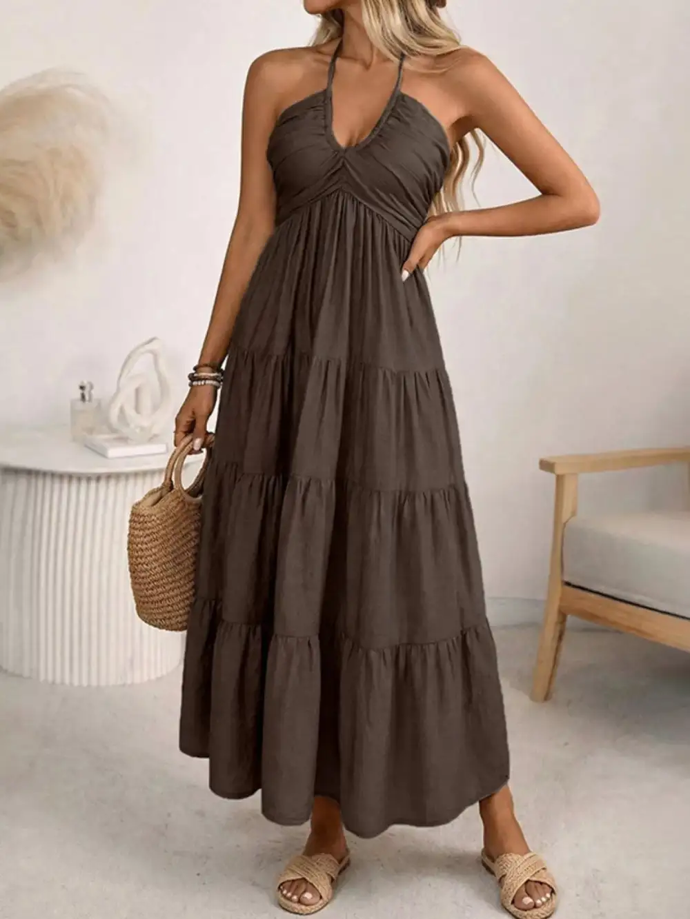 Clean Line Tiered Midi Dress