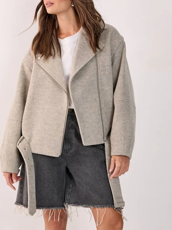 Women'S Oversized Wool Moto Jacket
