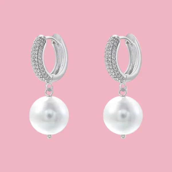 Pearl Drop Hoop Earrings