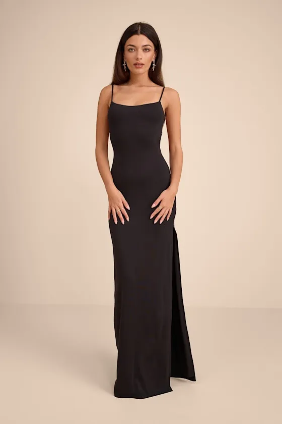 Carys Black Strappy Column Maxi Dress