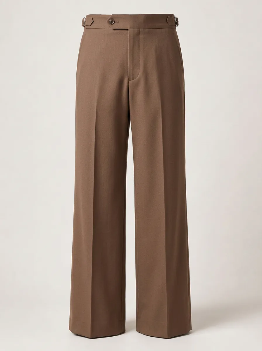 Men's Brown Side-Adjuster Formal Tailored Trousers