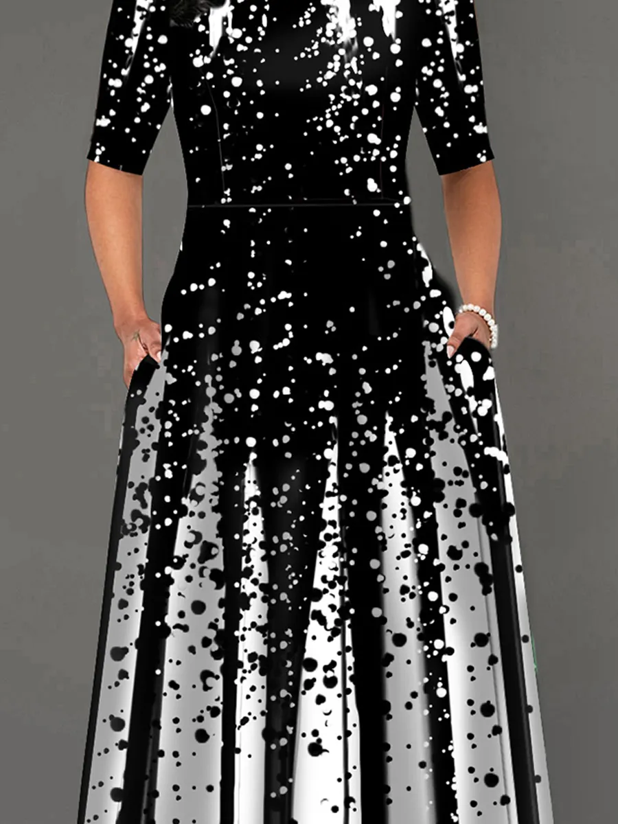 Oversized Printed Loose Short-sleeved Shift Dress